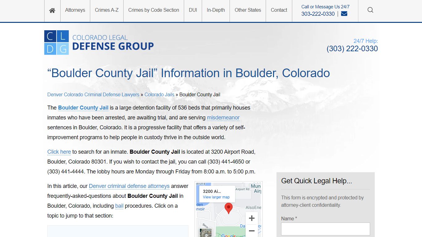 “Boulder County Jail” Information in Boulder, Colorado